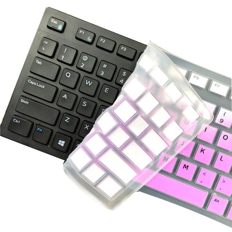 UHamn Dell Keyboard Protector Skin Cover - Compatible with Dell Desktop KM636 KB216, Optiplex 5250 3050 3240 5460 7450 7050, Inspiron AIO 3475 3670 3477 - Purple Ombre - Image 5